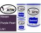 Preview: Nissan, Purple Pearl, LN1: 500ml Lackdose + 500ml Klarlack + 250ml Härter - Set, von ATW Autoteile West.